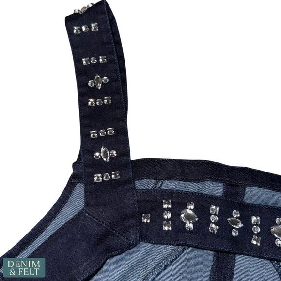 Free People Denim D/F Studded Backless Peplum Top XS Dark Rinse NWT/NEW!! - Picture 10 of 16